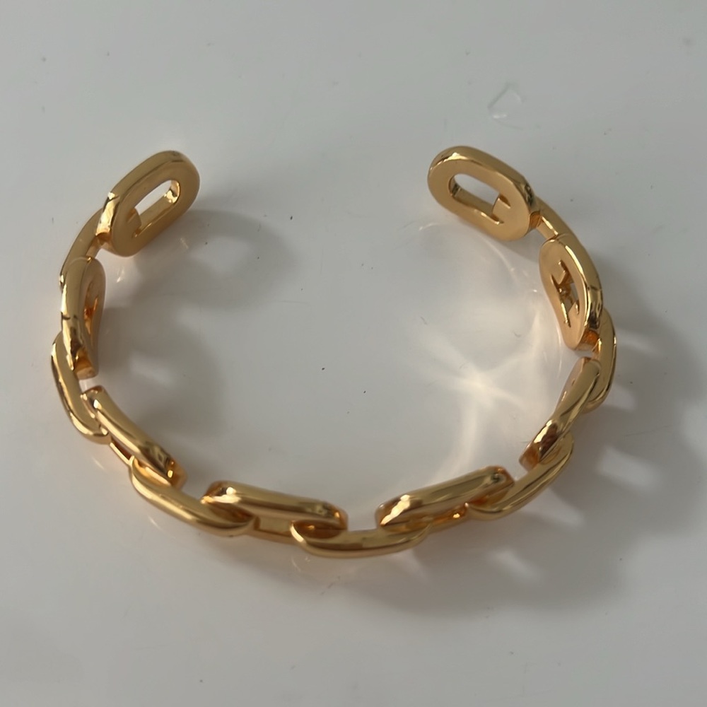 Gold Tone Link Cuff Bracelet - Picture 5 of 8